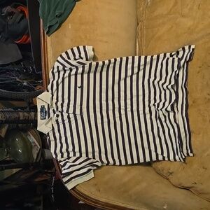 Polo size medium by Ralph Lauren maroon and white stripe excellent shape